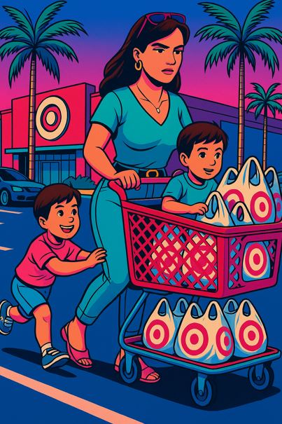 Leaving the Target store in Miami.