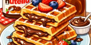Cartoon image of nutella stuffed waffles.